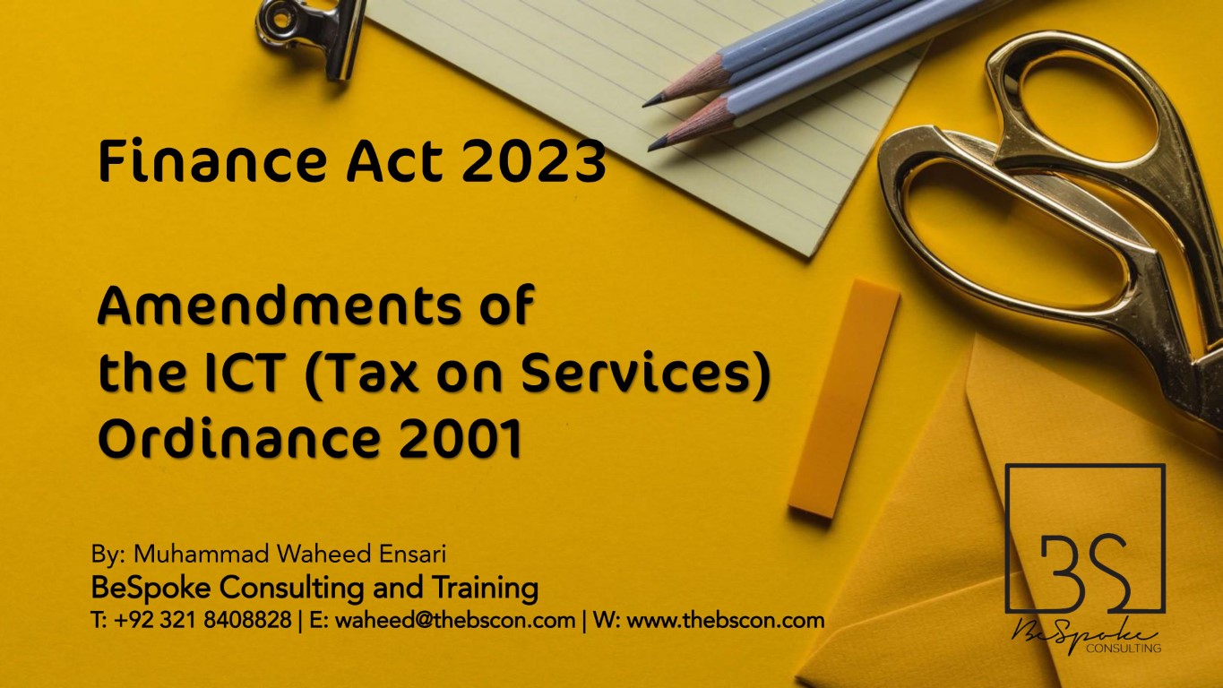 Amendments of the Islamabad Capital Territory (Tax on Services) Ordinance 2001
